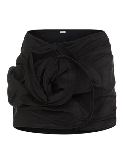 Magda Butrym Silk Mini Skirt With 3d In Black
