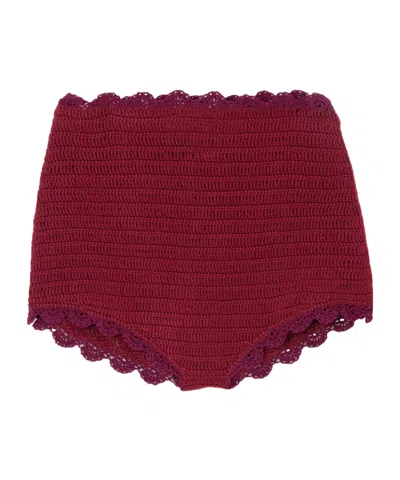Magda Butrym Fan-shaped Crochet Shorts In Burgundy