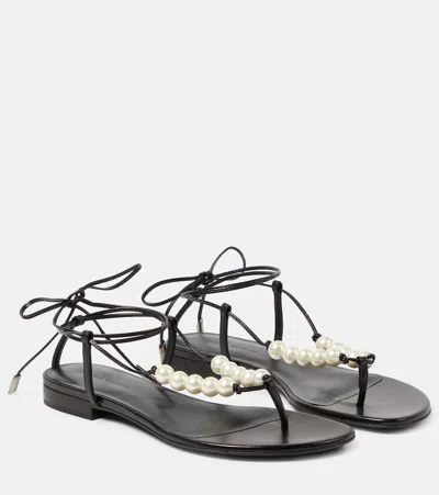 Magda Butrym 10mm Embellished Leather Flat Sandals In Black