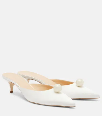 Magda Butrym Faux Pearl Satin Mules In White