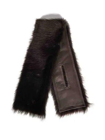 Magda Butrym Faux-fur Panelled Leather Scarf In Brown