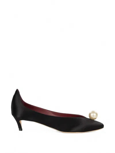 Magda Butrym Faux-pearl Embellished Satin Pumps In Black