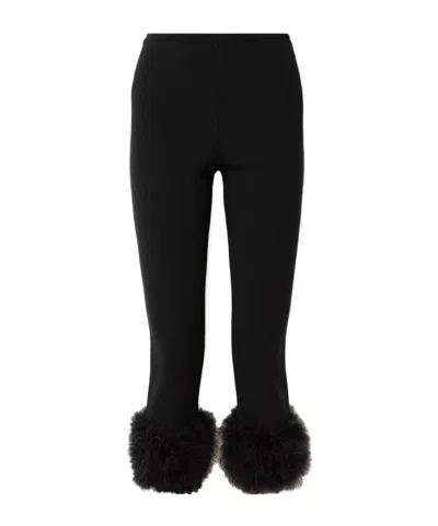 Magda Butrym Feather-trimmed Casual Pants In Black
