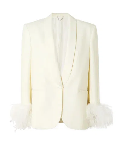 Magda Butrym Feather-trimmed Wool Suit Jacket In White