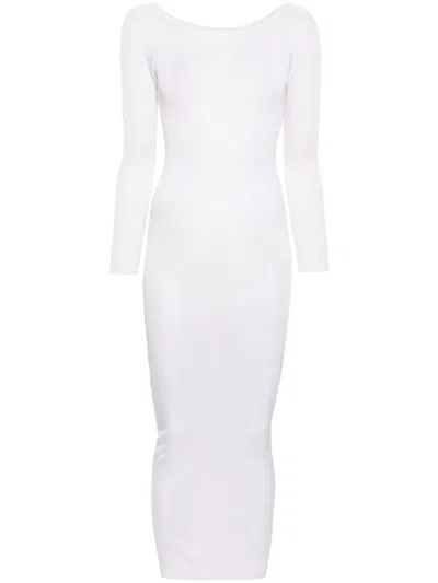 Magda Butrym Fine-ribbed Semi-sheer Maxi Dress In Neutrals