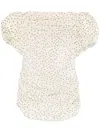 Magda Butrym Ruched Polka-dot Print Stretch-silk Chiffon Top In Neutrals