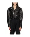 Magda Butrym Cropped Lace-up Leather Biker Jacket In Black