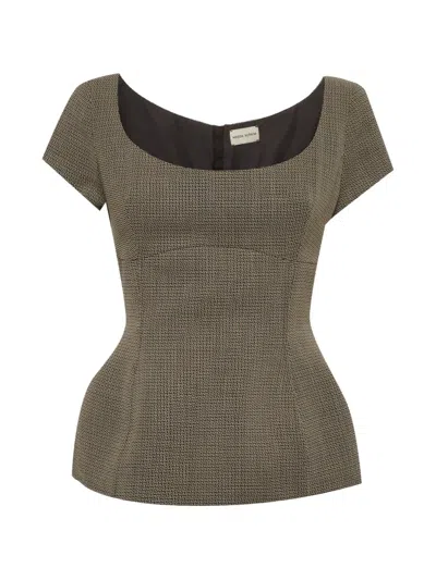Pre-owned Magda Butrym Flared Bustier Top In Brown