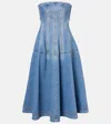 Magda Butrym Flared Denim Midi Dress In Blue