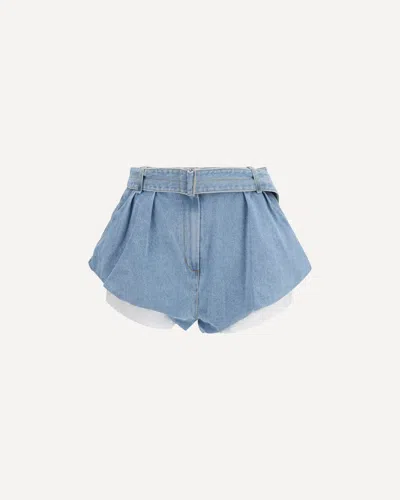 Magda Butrym Flared Denim Shorts With Undershorts In Blue