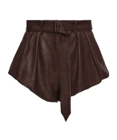 Magda Butrym Flared Leather Shorts In Brown