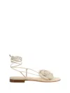 Magda Butrym Flat Sandal Crochet Flowers In Cream