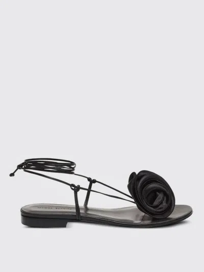Magda Butrym Floral Embellished Flat Sandals In Black