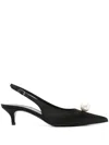 Magda Butrym Rosetta Slingback Pumps With Embellished Kitten Heel In Black