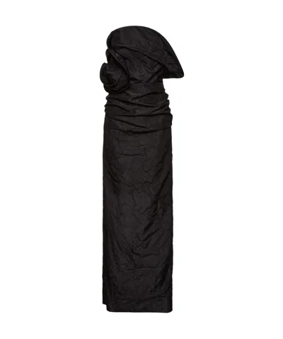Magda Butrym Strapless Ruched Silk-taffeta Maxi Dress In Black
