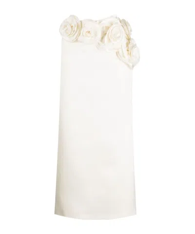Magda Butrym Floral-appliqué Silk Midi Skirt In White