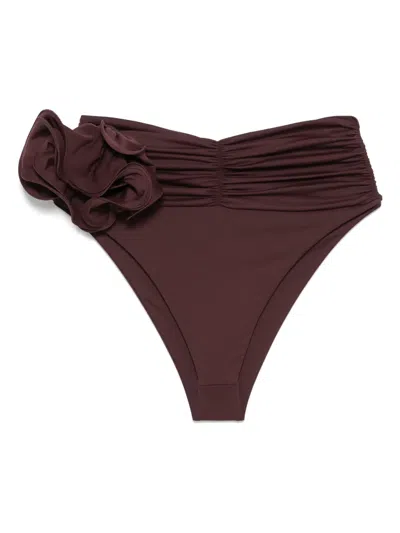 Magda Butrym Floral-appliqué Bikini Bottoms In 褐色