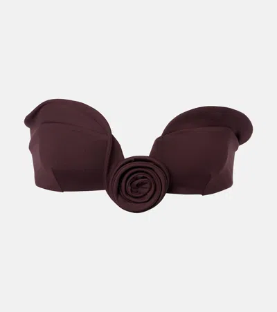 Magda Butrym Floral-appliqué Bikini Top In Burgundy
