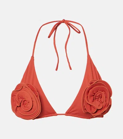 Magda Butrym Floral-appliqué Bikini Top In Orange