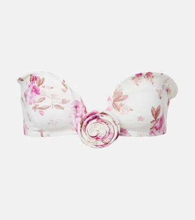 Magda Butrym Floral-appliqué Bikini Top In White