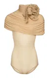 Magda Butrym Floral Applique Bodysuit In Neutral