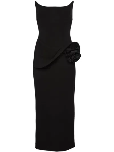 MAGDA BUTRYM FLORAL-APPLIQUÉ BUSTIER MIDI DRESS
