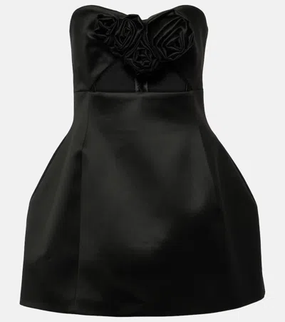 Magda Butrym Floral-appliqué Bustier Minidress In Black