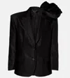Magda Butrym Floral-appliqué Cotton Blazer In Black
