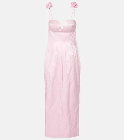 Magda Butrym Floral-appliqué Cotton-blend Bustier Dress In Pink