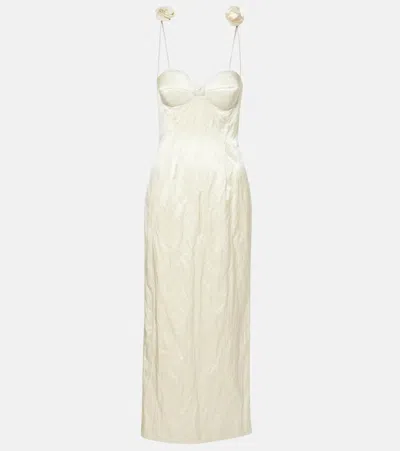 Magda Butrym Floral-appliqué Cotton-blend Bustier Dress In White