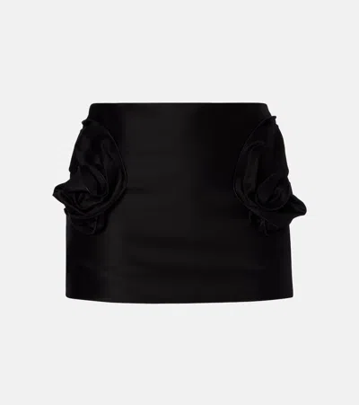 Magda Butrym Floral-appliqué Cotton Miniskirt In Black