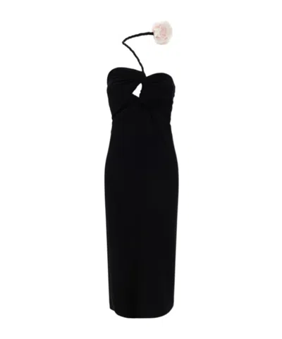 Magda Butrym Floral-applique Cut-out Dress In Black