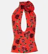 Magda Butrym Floral-appliqué Cutout Halterneck Top In Red