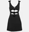 Magda Butrym Floral-appliqué Cutout Wool-blend Minidress In Black