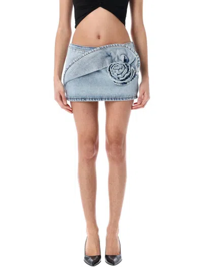 Magda Butrym Floral Appliqué Denim Mini Skirt