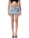 Magda Butrym Floral Appliqué Denim Mini Skirt