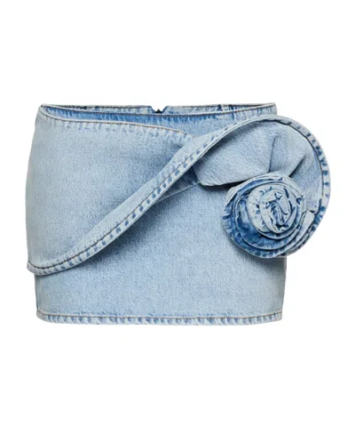 MAGDA BUTRYM MAGDA BUTRYM FLORAL APPLIQUÉ DENIM MINI SKIRT