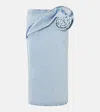 Magda Butrym '03' High Waist Midi Wrap Skirt With Floral Embellishment In Blue