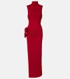 Magda Butrym Floral-appliqué Draped Gown In Red