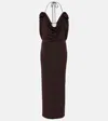 Magda Butrym Draped Cowl Neck Midi Dress In Brown