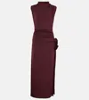 Magda Butrym Floral-appliqué Draped Midi Dress In Burgund