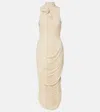Magda Butrym Floral-appliqué Draped Ruched Gown In White