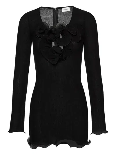 Magda Butrym Rose Detail Mini Dress In Black
