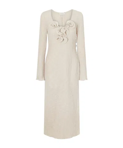 Magda Butrym Beach Floral-appliquéd Lyocell-blend Midi Dress In Neutral