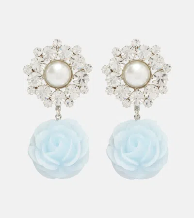 Magda Butrym Floral-appliqué Embellished Drop Earrings In Blue
