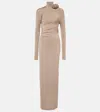 Magda Butrym Floral-appliqué Gown In Beige