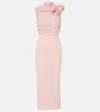Magda Butrym Rosette Stretch-silk Maxi Dress In Pink