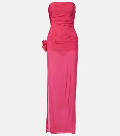 Magda Butrym Floral-appliqué Jersey Gown In Pink