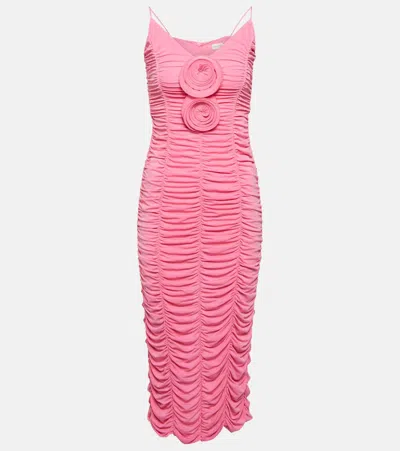 Magda Butrym Floral-applique Jersey Midi Dress In Rosa