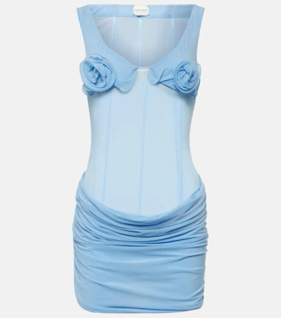 Magda Butrym Floral-appliqué Jersey Minidress In Blue
